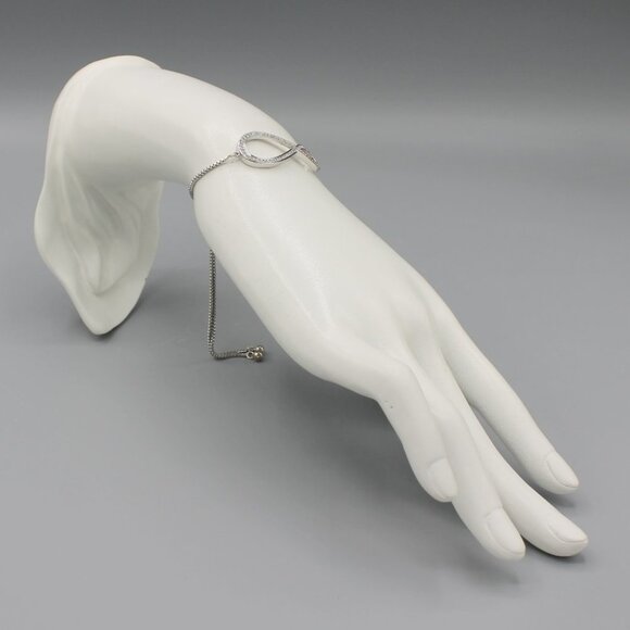 Jewelry bracelet infinity style white gold tone with stones sparkly adjustable - Picture 6 of 8